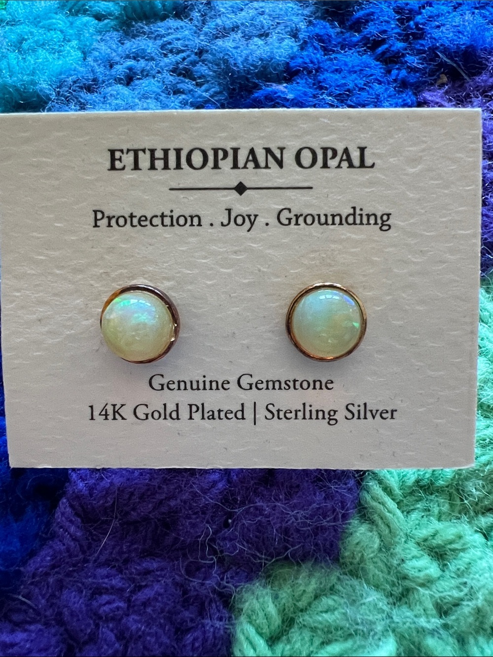 Ethiopian Opal 14K Gold-Plated Sterling Silver Stud Earrings - White Opal